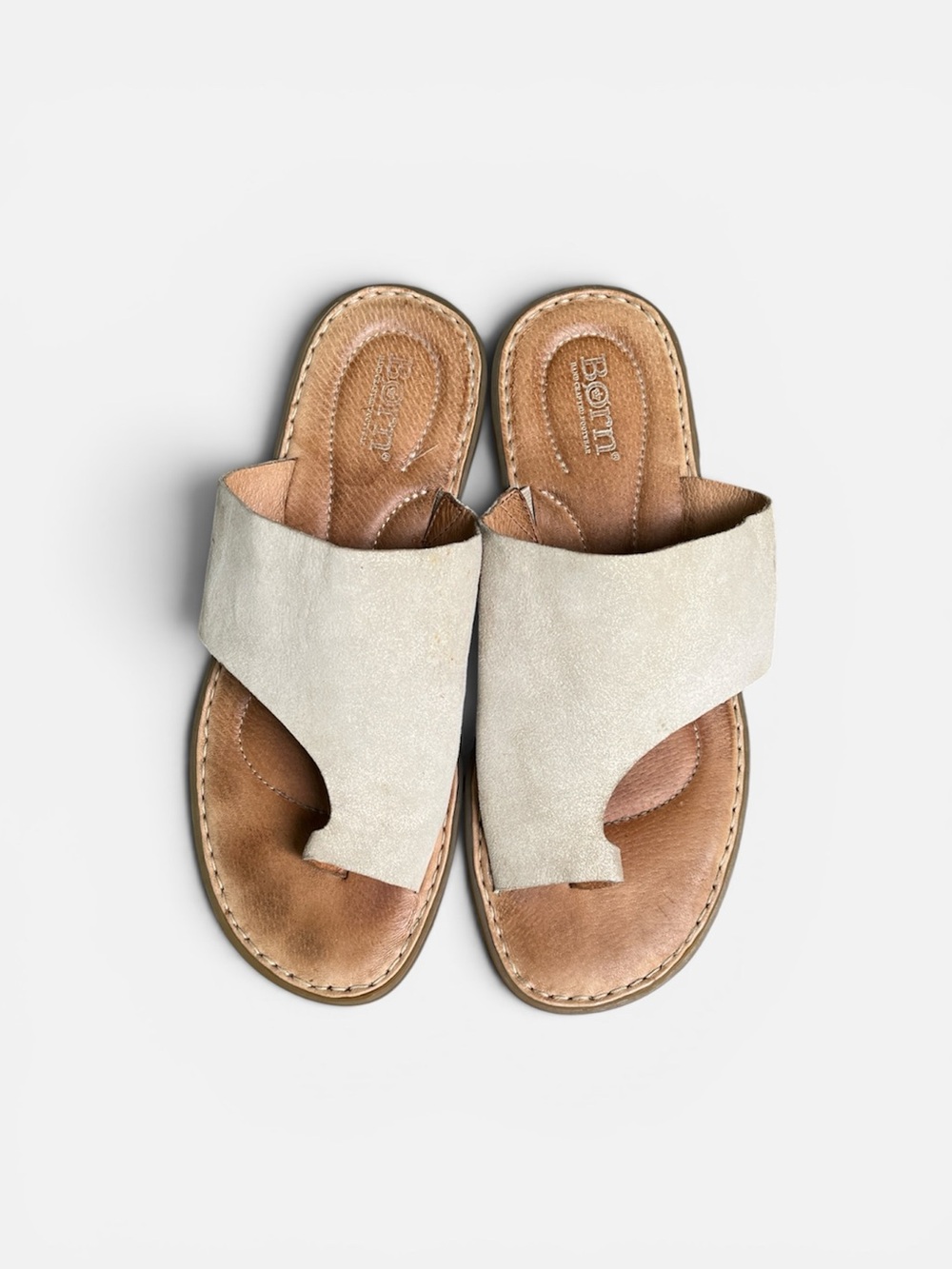 Born “Inti” Leather Slide Sandal in Metallic Champagne Size 8 - Picture 4 of 11